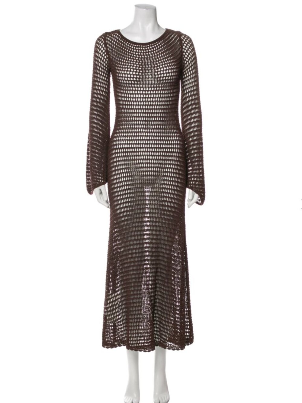 Staud Scoop Neck Long Dress Brown XS